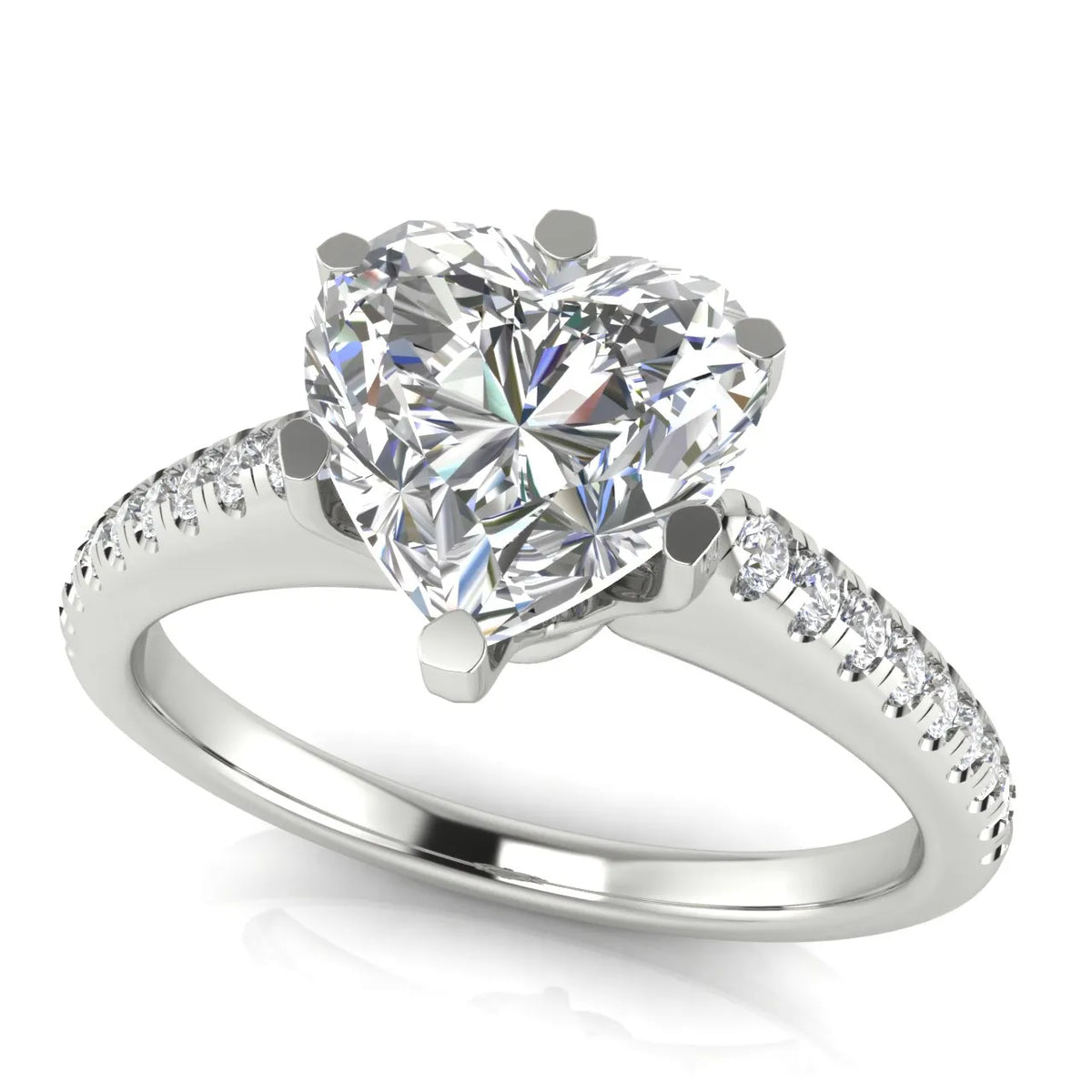 Romantic Solitaire Ring with Pavé Accent Band