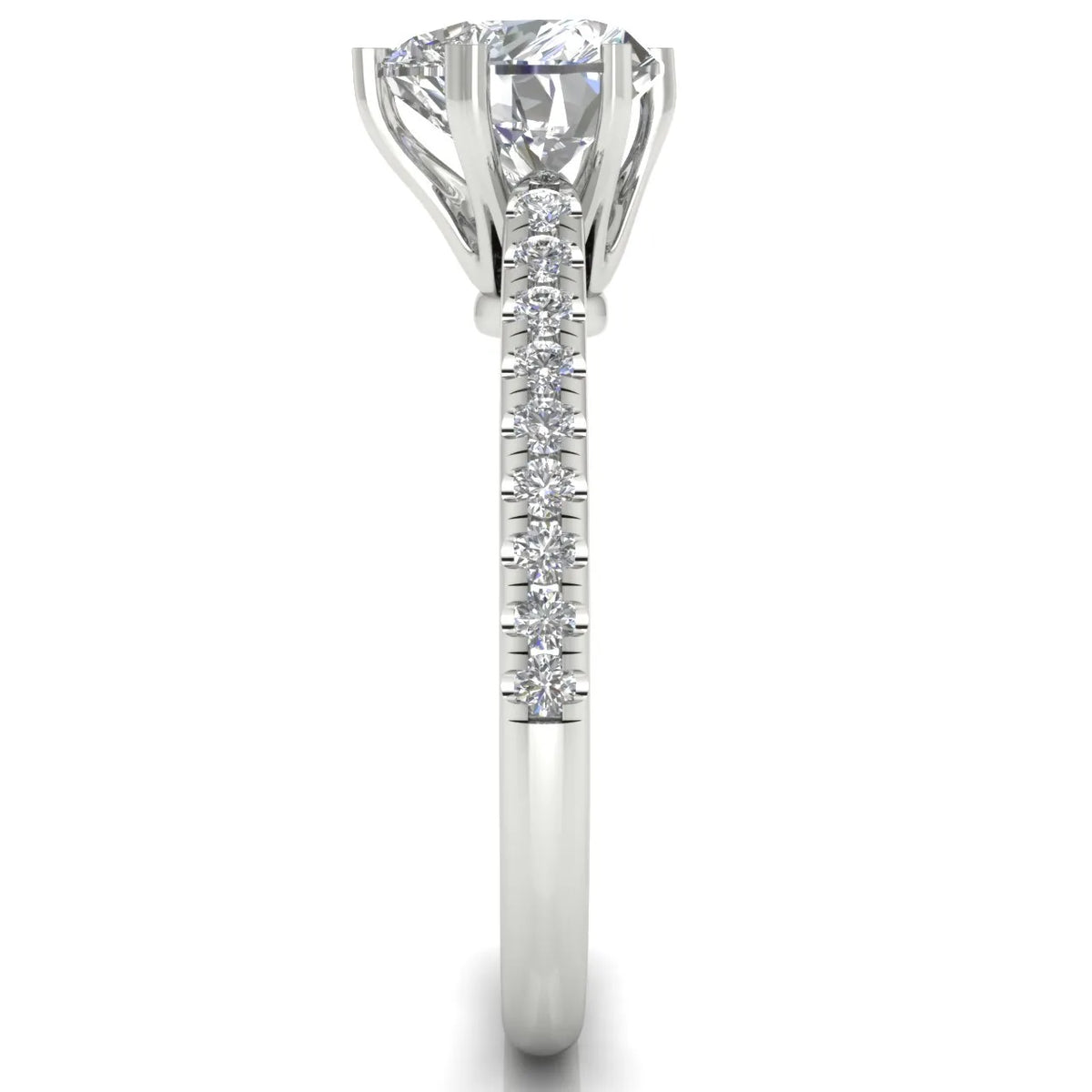 Romantic Solitaire Ring with Pavé Accent Band