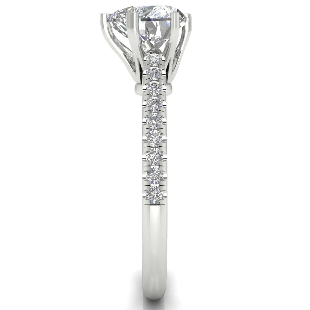 Romantic Solitaire Ring with Pavé Accent