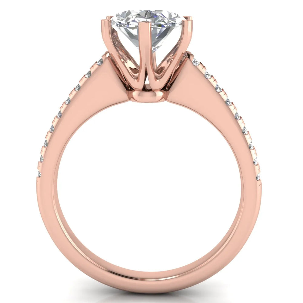 Romantic Solitaire Ring with Pavé Accent
