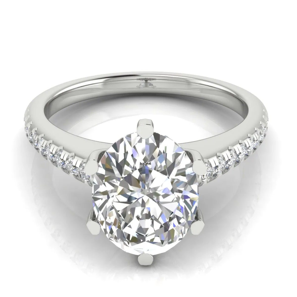 Romantic Solitaire Ring with Pavé Accent Band