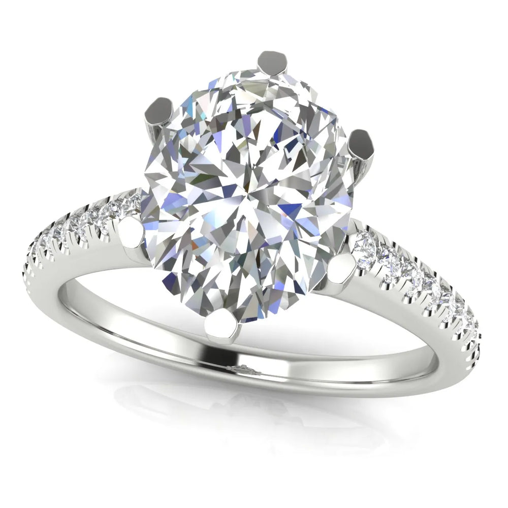 Romantic Solitaire Ring with Pavé Accent