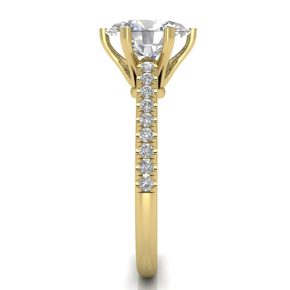 Romantic Solitaire Ring with Pavé Accent