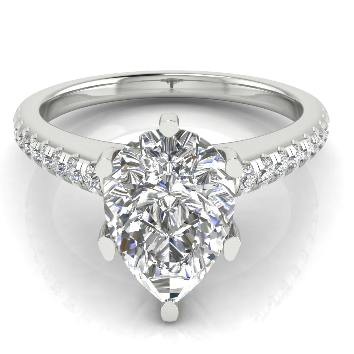 Romantic Solitaire Ring with Pavé Accent Band