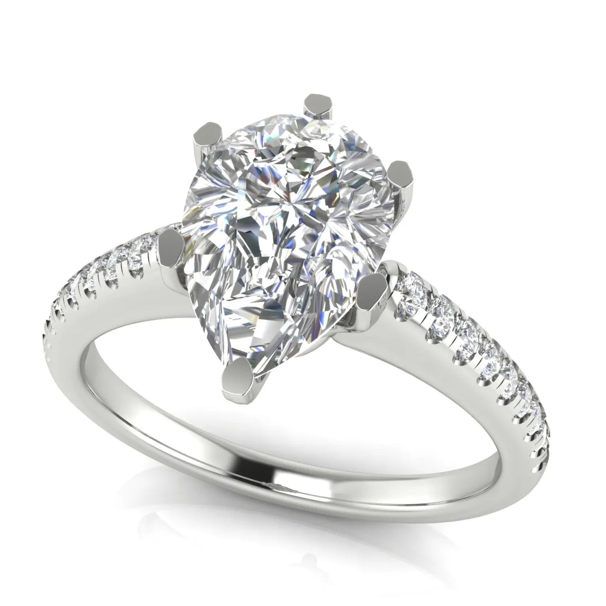Romantic Solitaire Ring with Pavé Accent Band