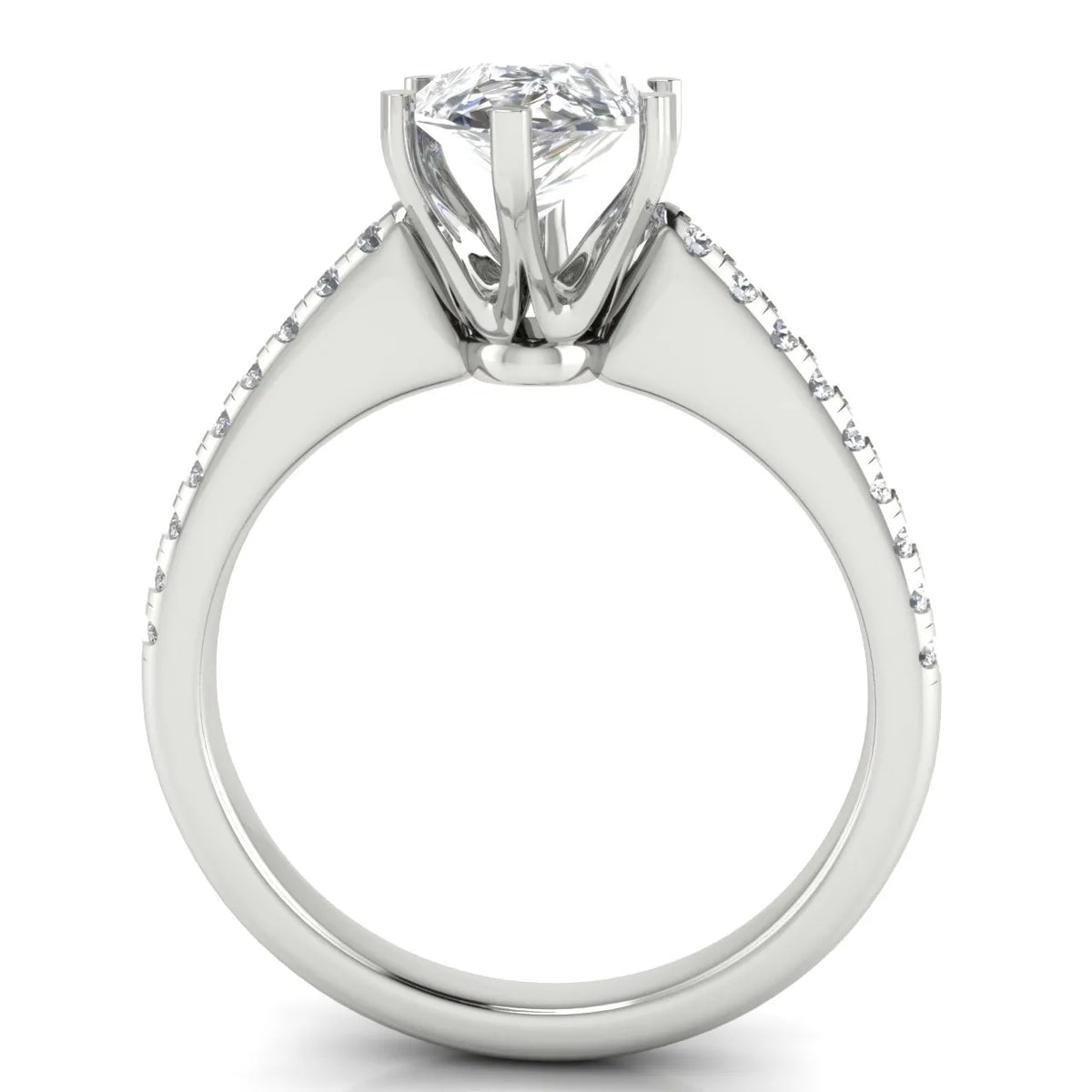 Romantic Solitaire Ring with Pavé Accent Band