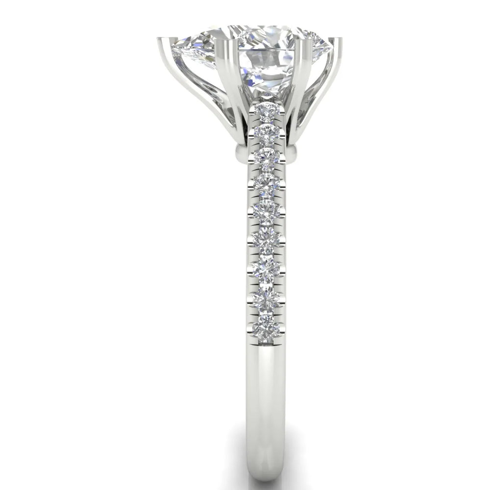 Romantic Solitaire Ring with Pavé Accent