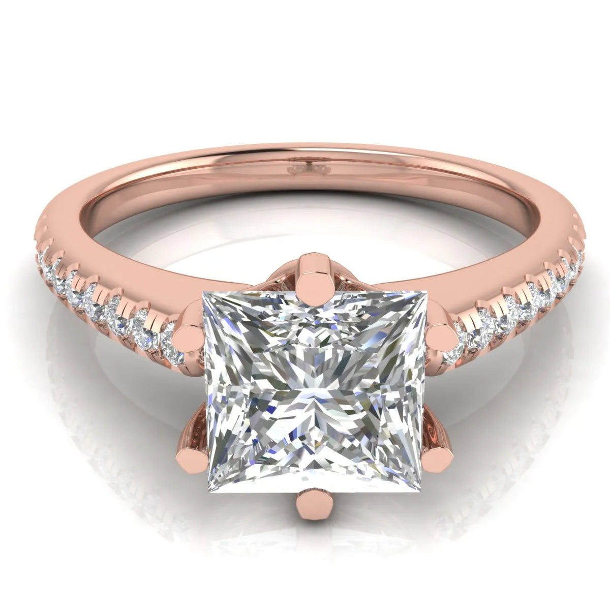 Romantic Solitaire Ring with Pavé Accent Band