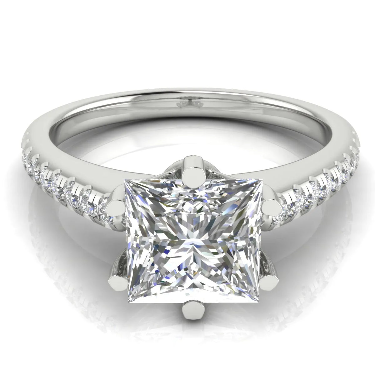 Romantic Solitaire Ring with Pavé Accent Band