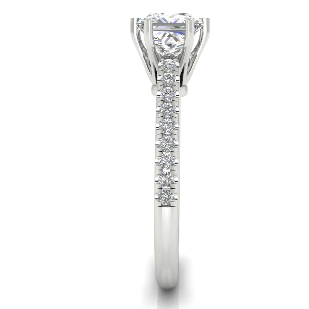 Romantic Solitaire Ring with Pavé Accent Band