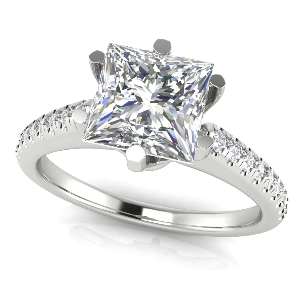 Romantic Solitaire Ring with Pavé Accent