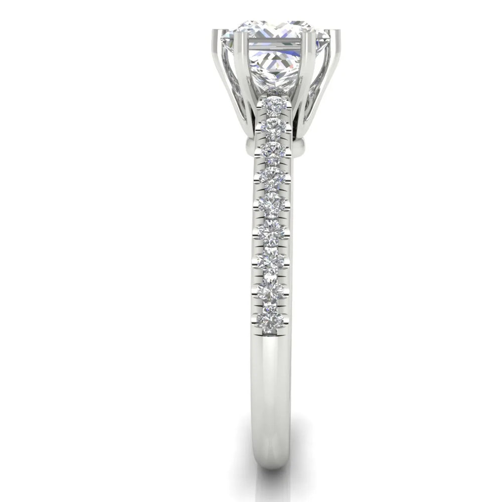 Romantic Solitaire Ring with Pavé Accent