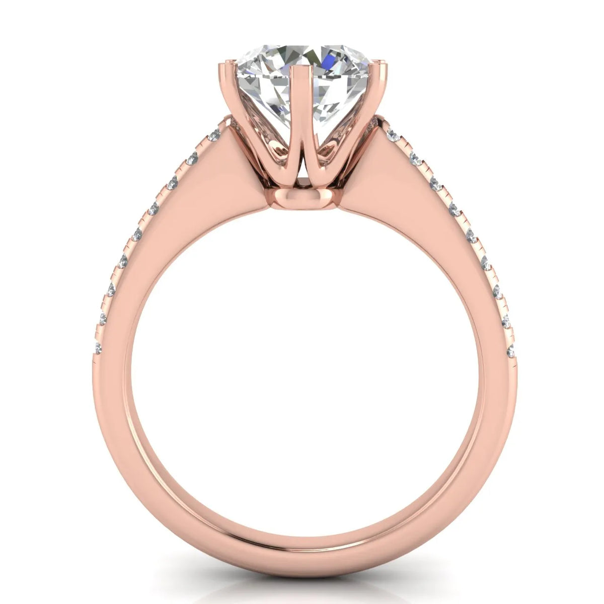 Romantic Solitaire Ring with Pavé Accent Band