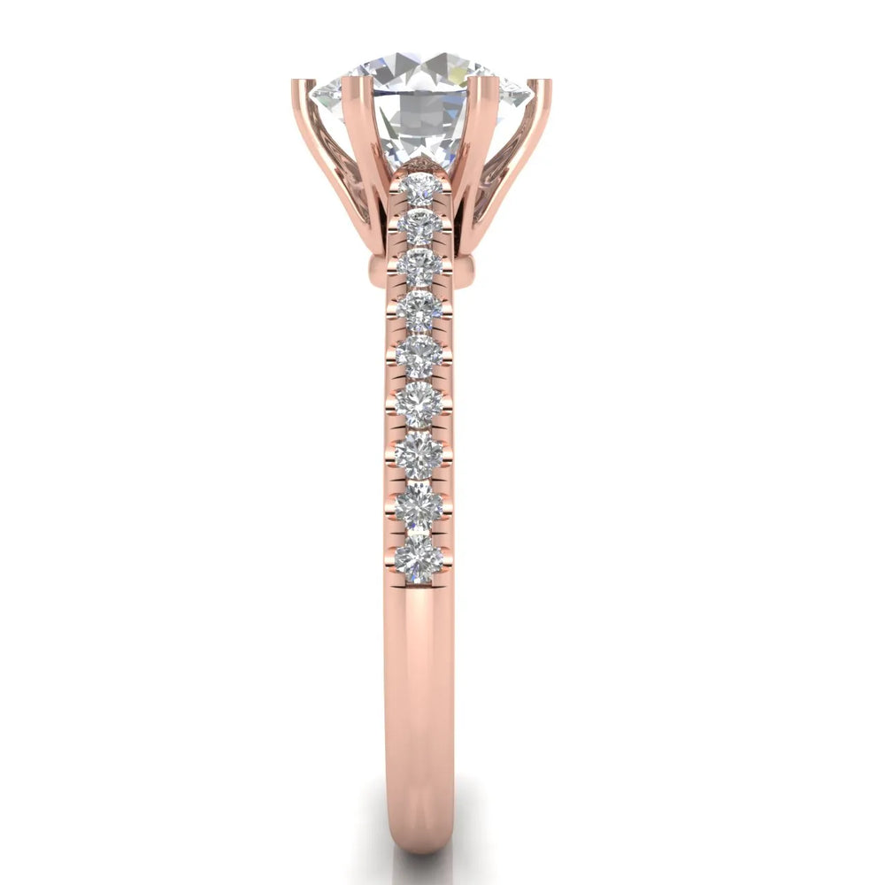Romantic Solitaire Ring with Pavé Accent