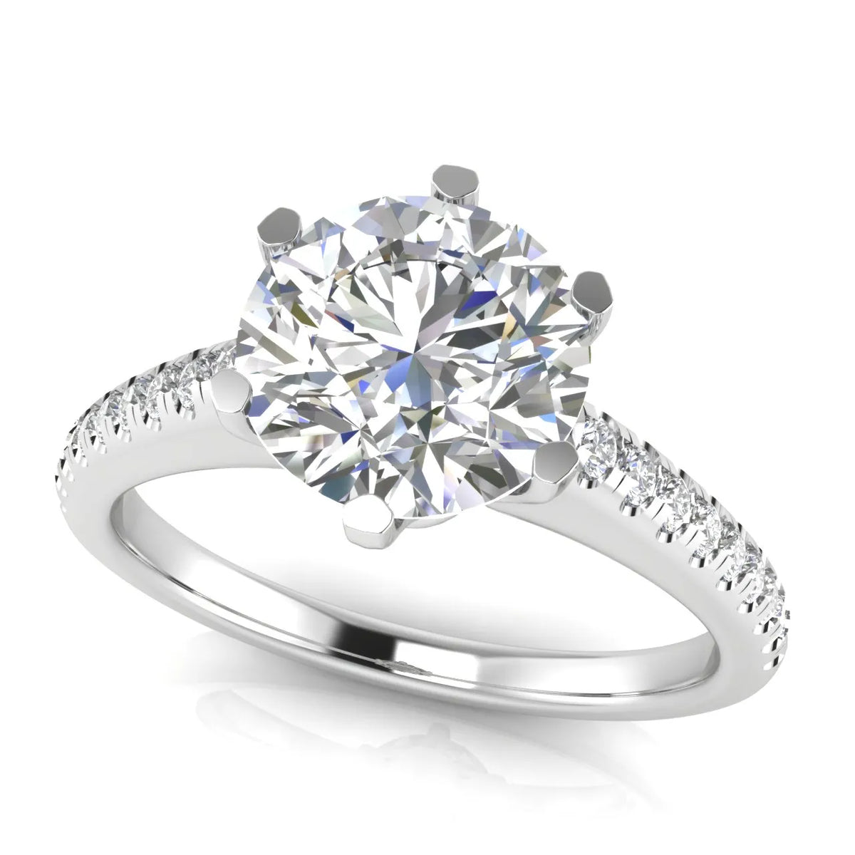 Romantic Solitaire Ring with Pavé Accent Band