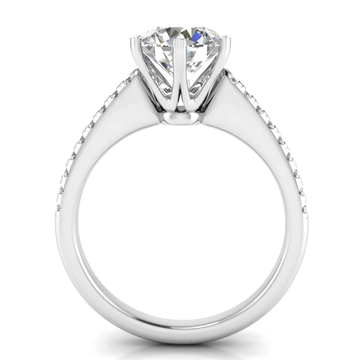 Romantic Solitaire Ring with Pavé Accent Band