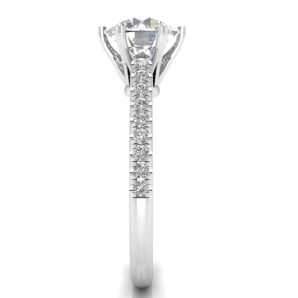 Romantic Solitaire Ring with Pavé Accent Band