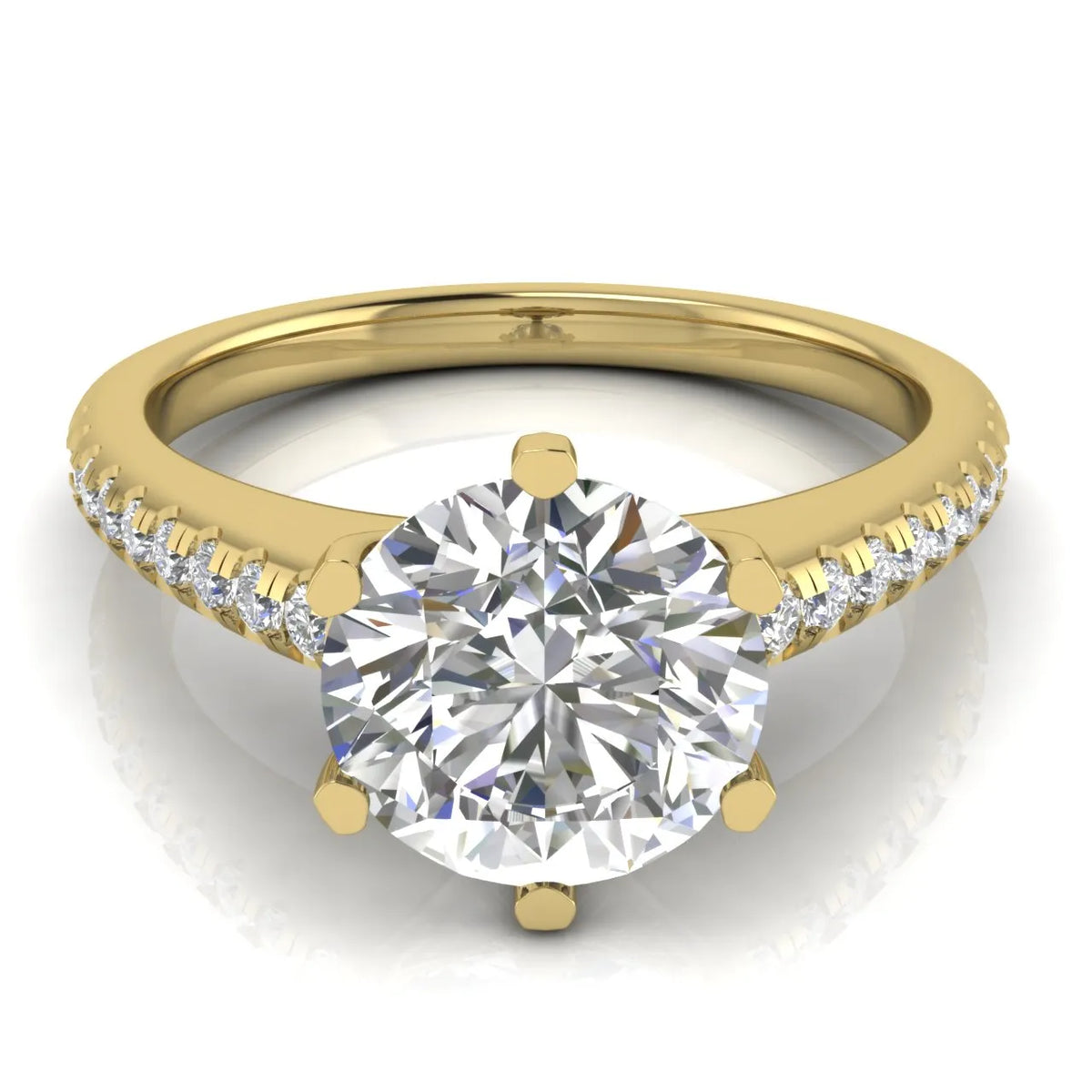 Romantic Solitaire Ring with Pavé Accent Band