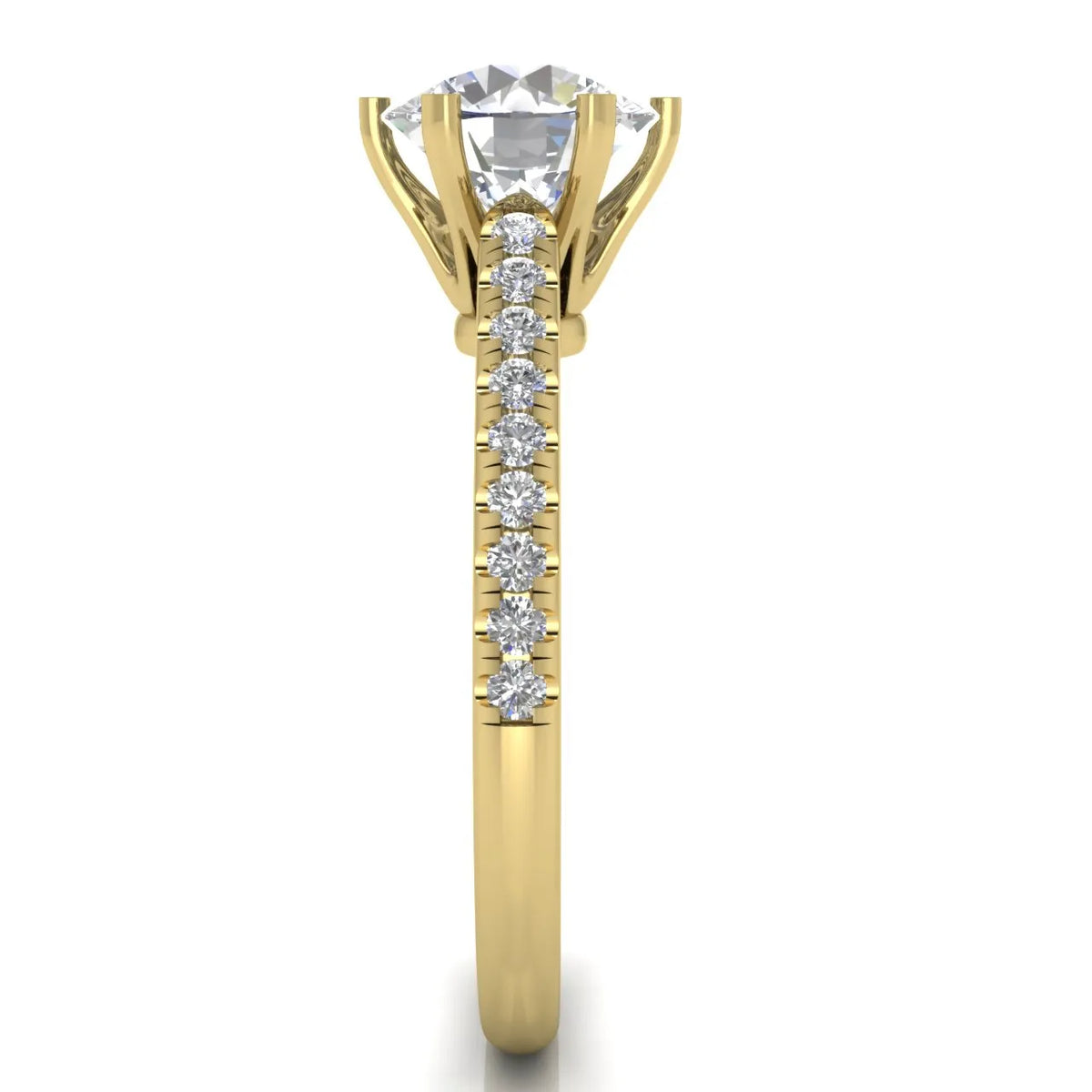 Romantic Solitaire Ring with Pavé Accent Band