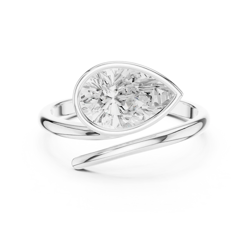 Elegant Pear-Cut Bezel Wrap Diamond Ring