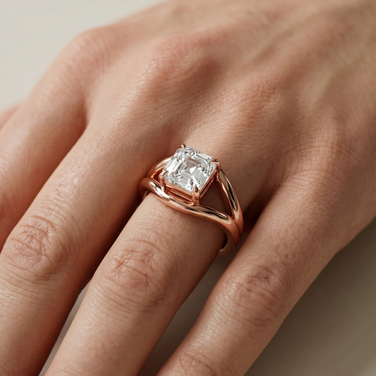 Seraphina Criss Cross Round Diamond Engagement Ring