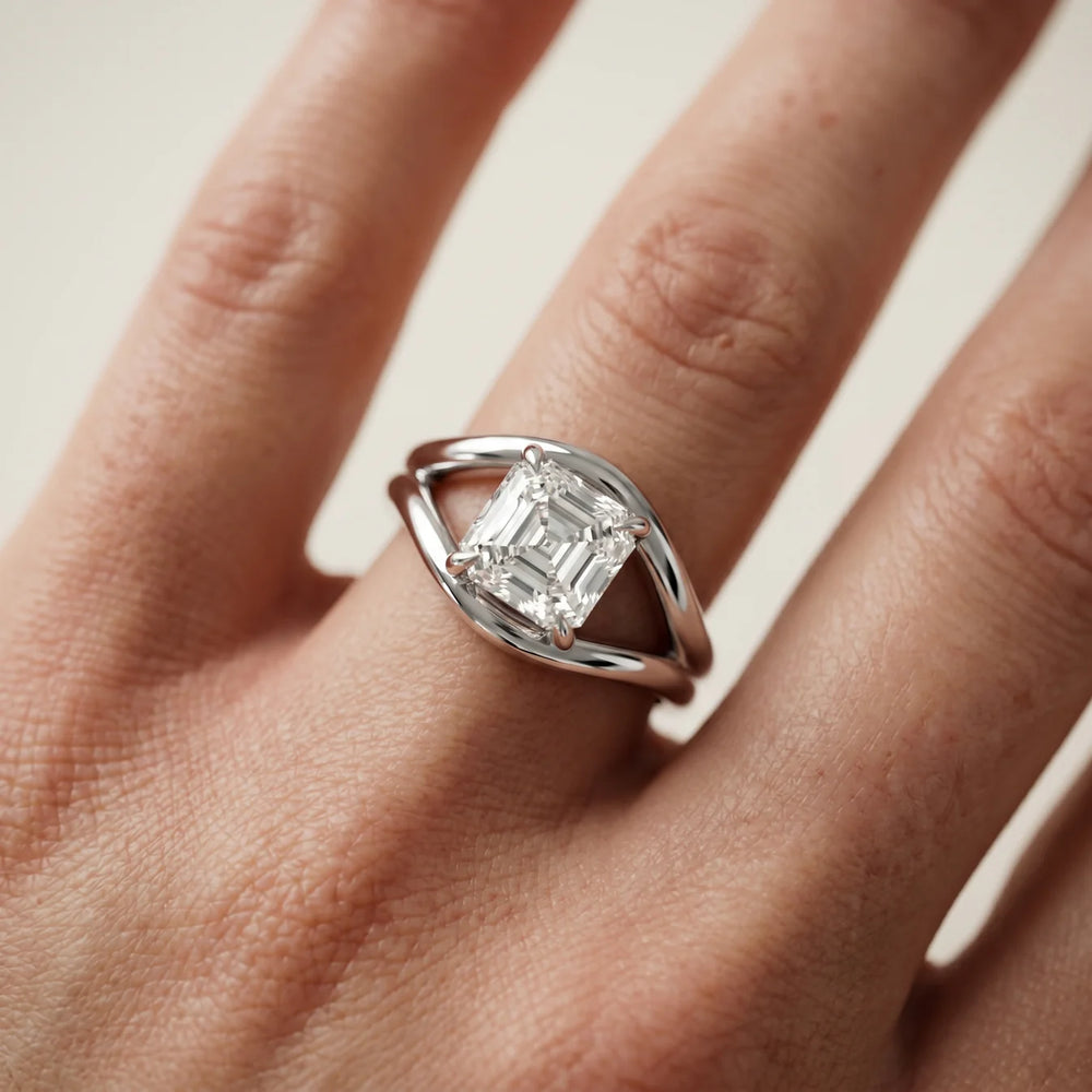 Seraphina Criss Cross Round Diamond Engagement Ring