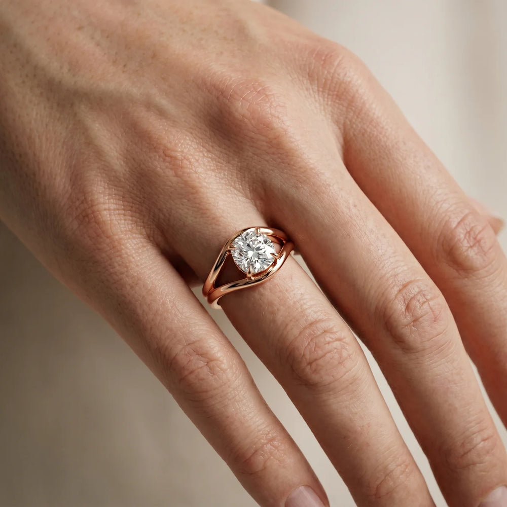 Seraphina Criss Cross Round Diamond Engagement Ring