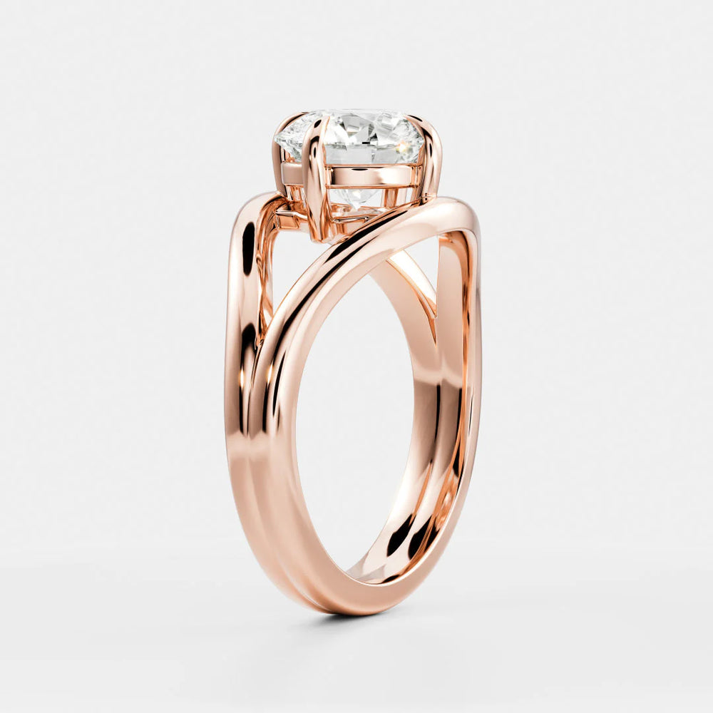 Seraphina Criss Cross Round Diamond Engagement Ring