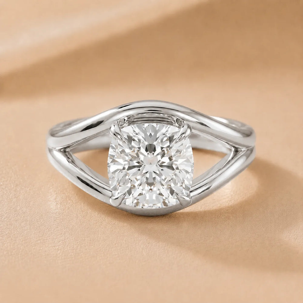 Seraphina Criss Cross Round Diamond Engagement Ring