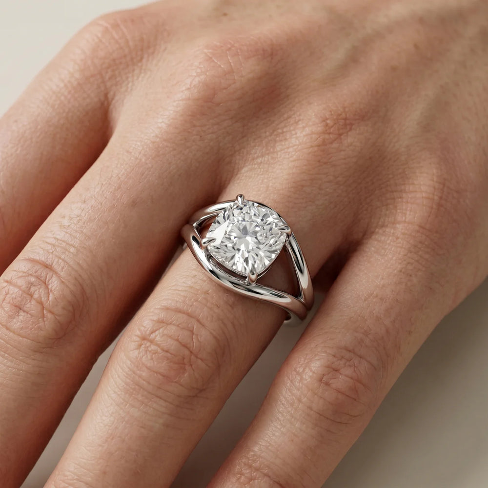 Seraphina Criss Cross Round Diamond Engagement Ring