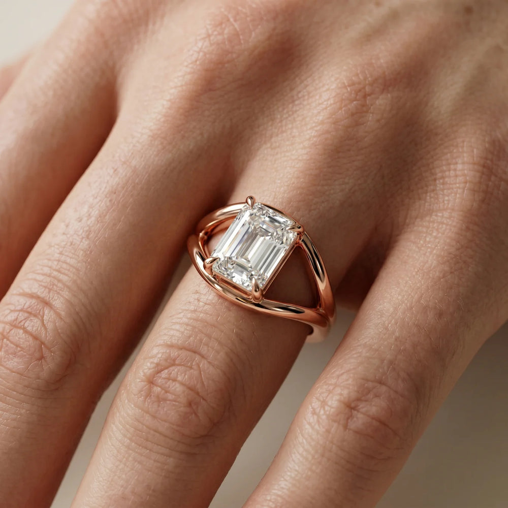 Seraphina Criss Cross Round Diamond Engagement Ring