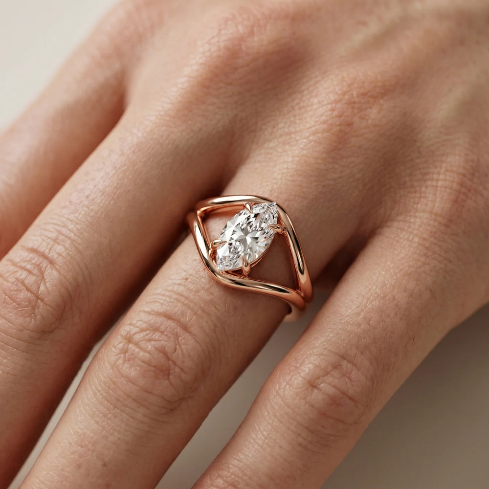 Seraphina Criss Cross Round Diamond Engagement Ring