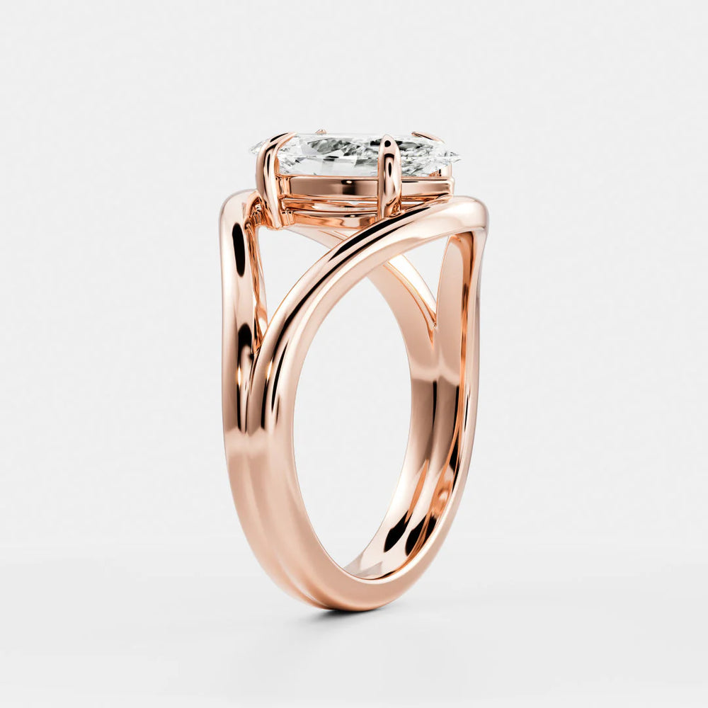 Seraphina Criss Cross Round Diamond Engagement Ring