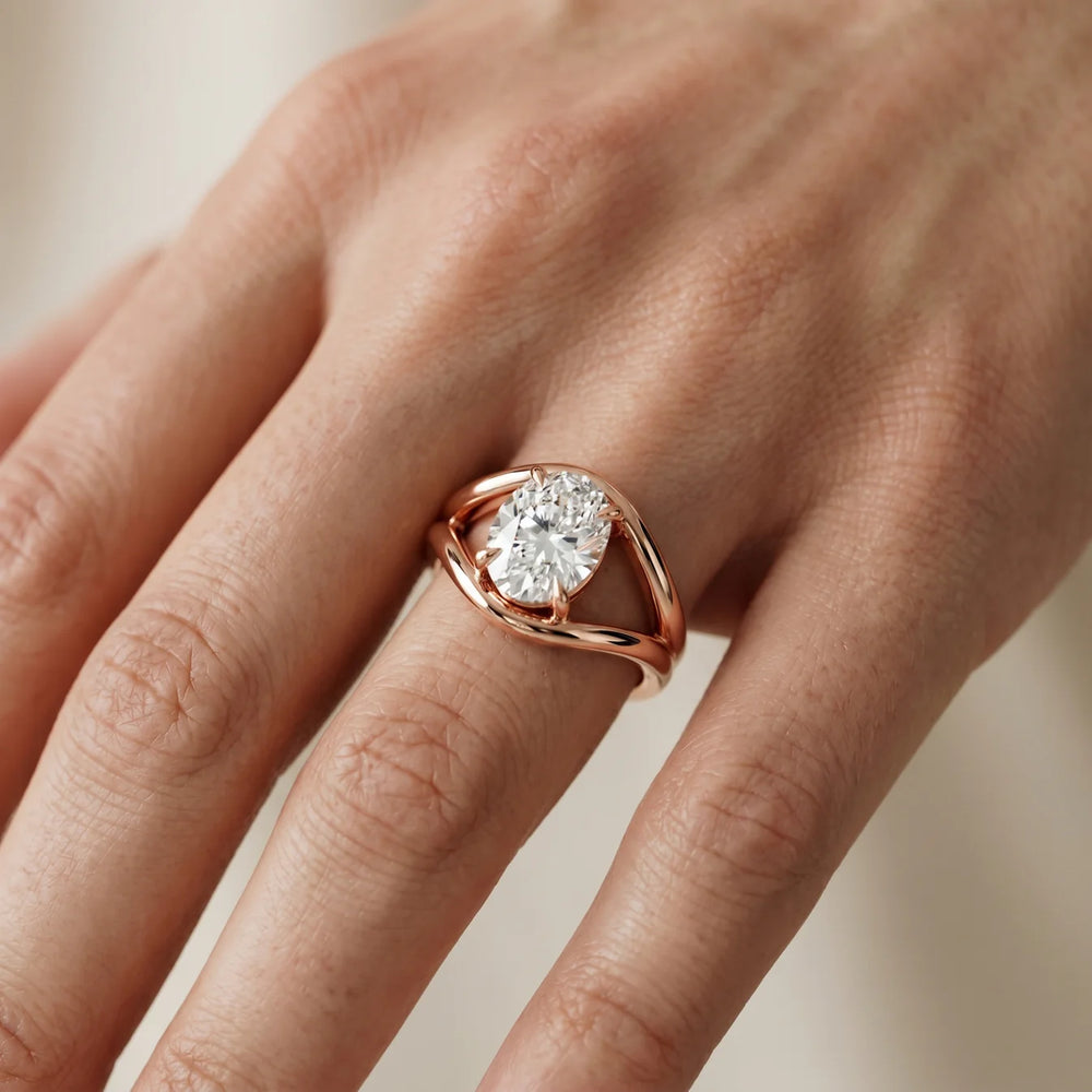Seraphina Criss Cross Round Diamond Engagement Ring