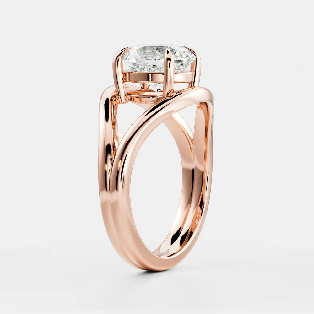 Seraphina Criss Cross Round Diamond Engagement Ring