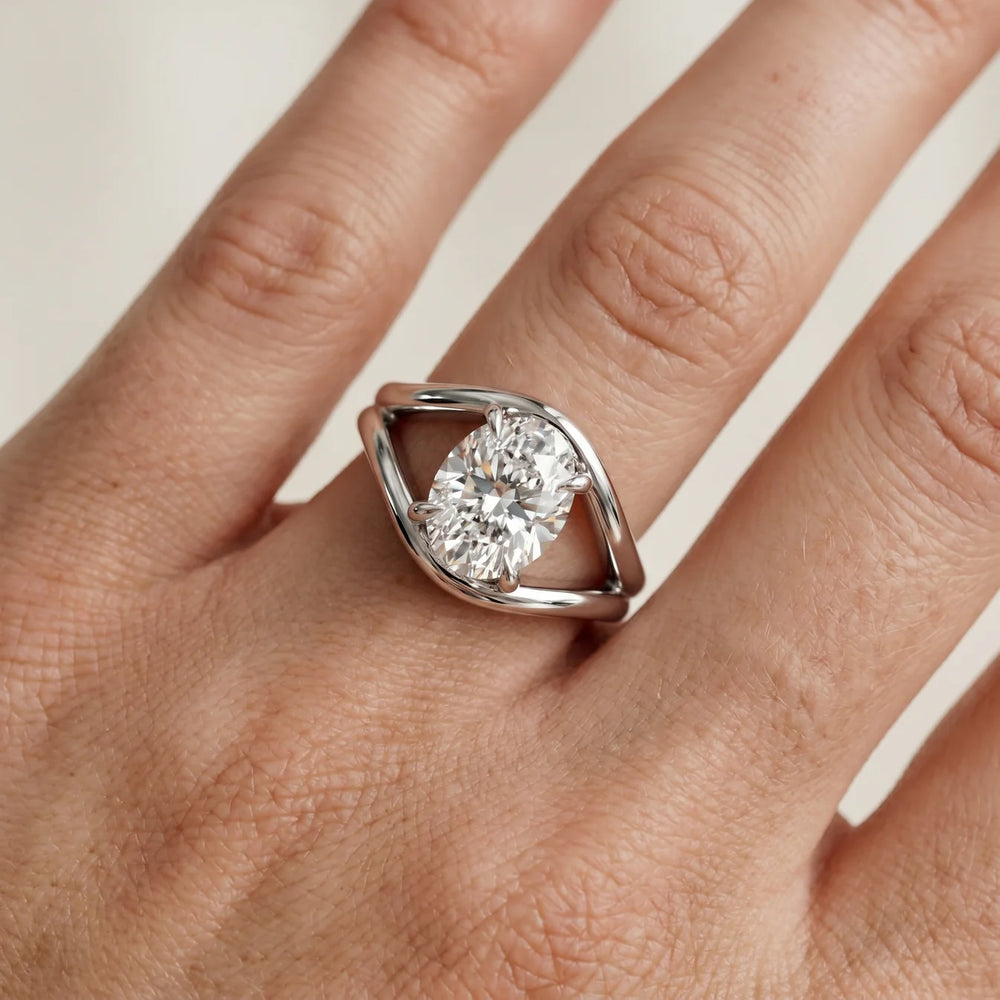 Seraphina Criss Cross Round Diamond Engagement Ring