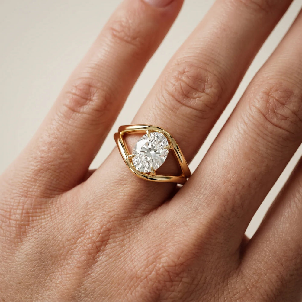Seraphina Criss Cross Round Diamond Engagement Ring