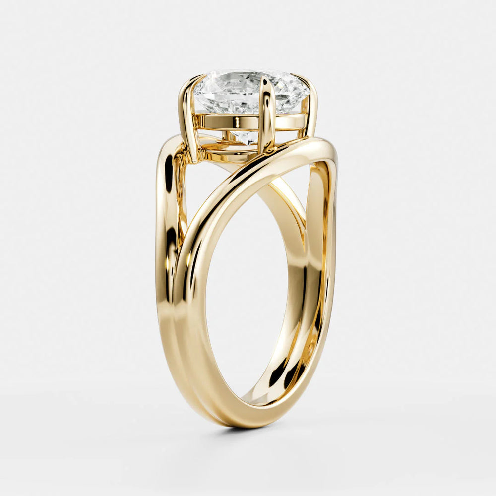 Seraphina Criss Cross Round Diamond Engagement Ring