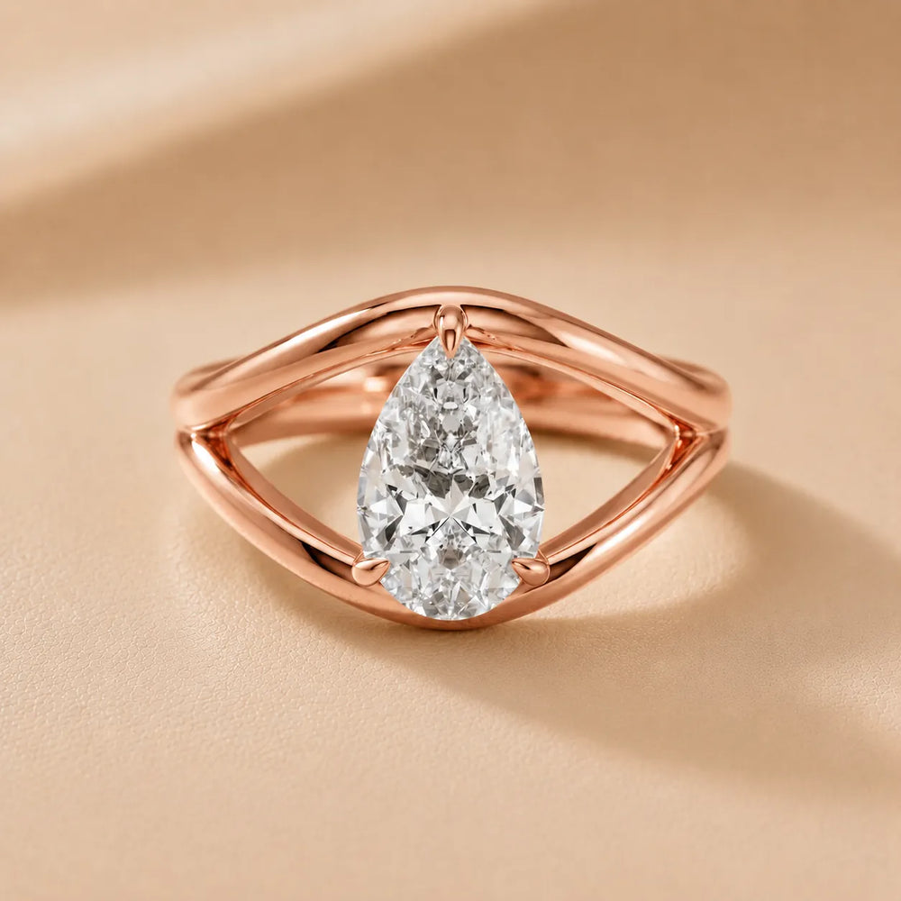 Seraphina Criss Cross Round Diamond Engagement Ring