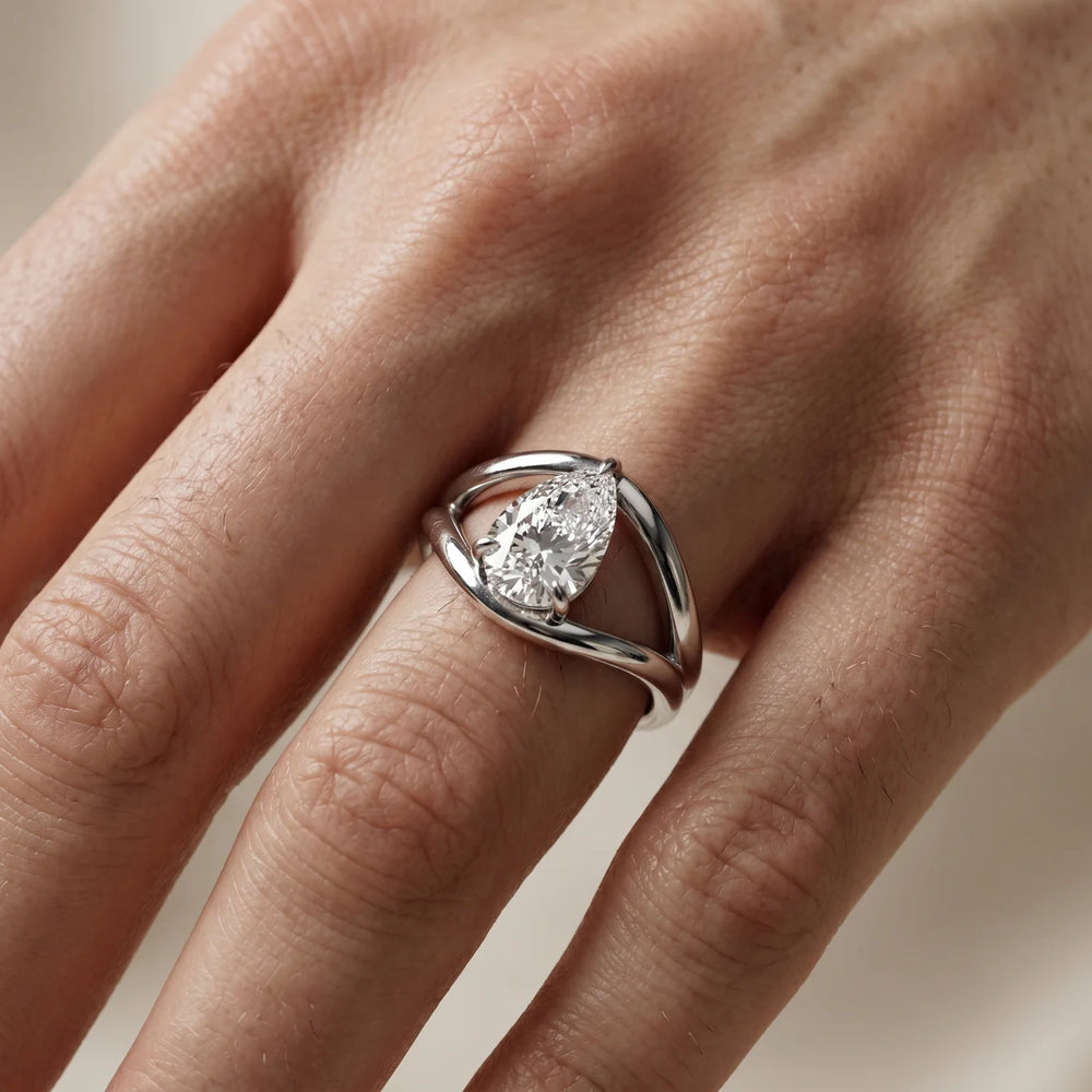 Seraphina Criss Cross Round Diamond Engagement Ring