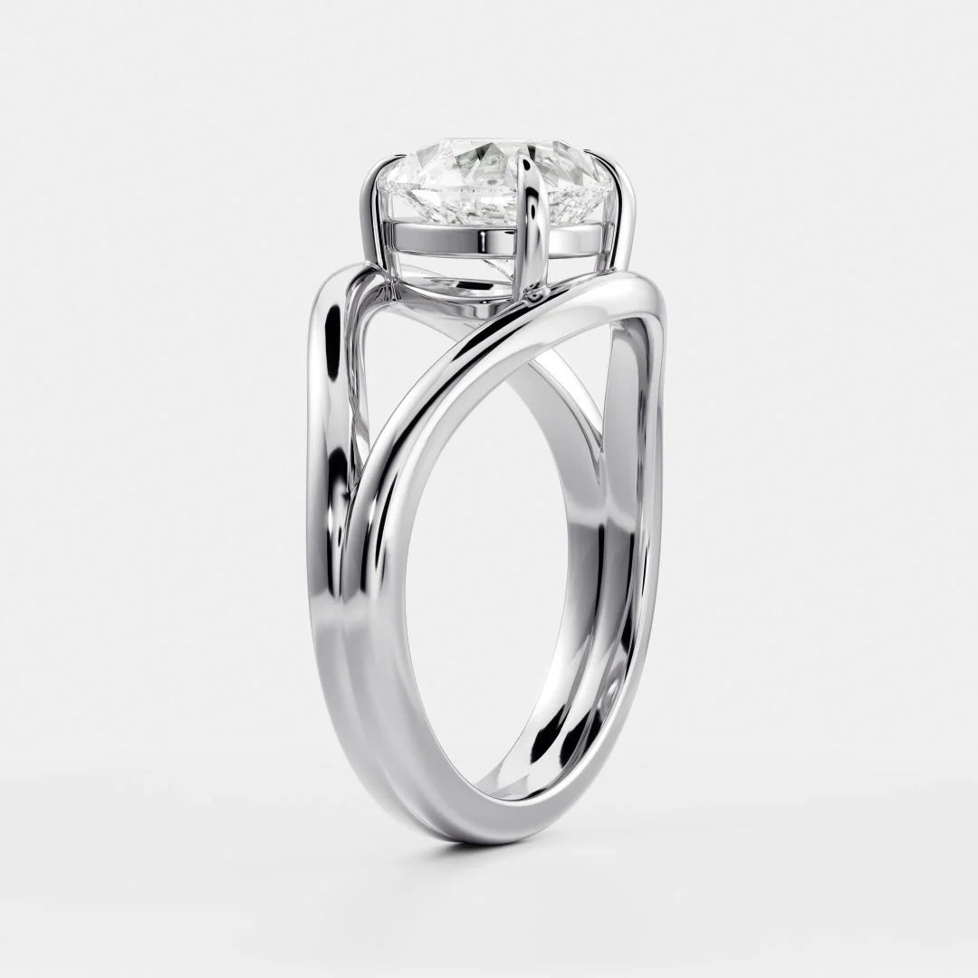 Seraphina Criss Cross Round Diamond Engagement Ring