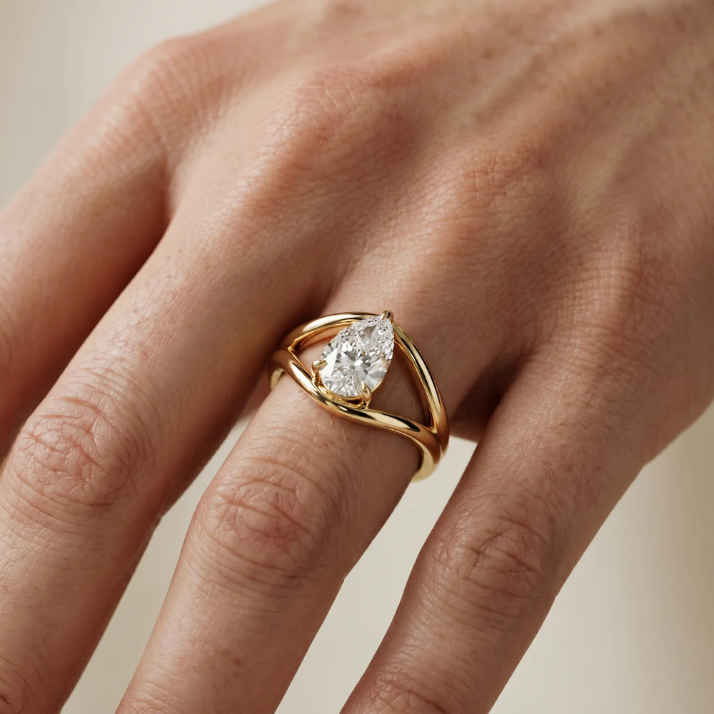 Seraphina Criss Cross Round Diamond Engagement Ring