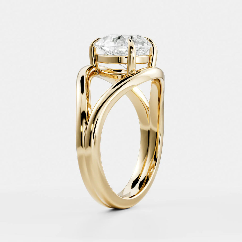 Seraphina Criss Cross Round Diamond Engagement Ring