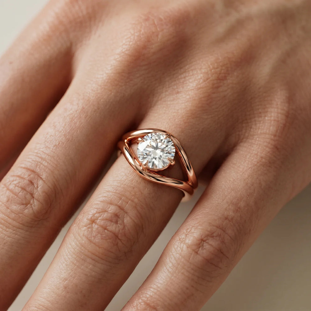 Seraphina Criss Cross Round Diamond Engagement Ring