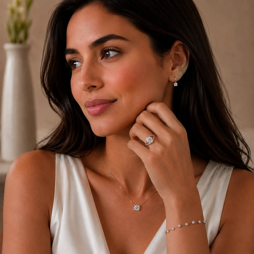 Seraphina Criss Cross Round Diamond Engagement Ring