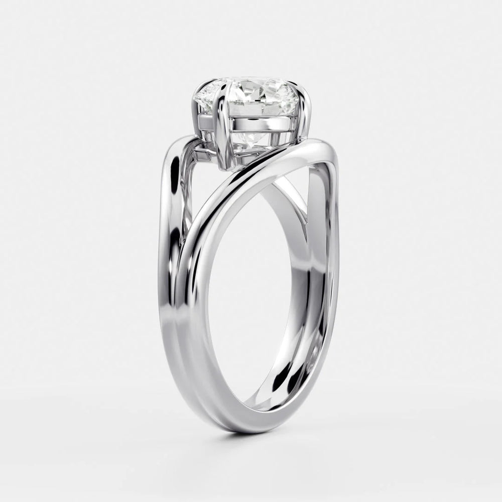 Seraphina Criss Cross Round Diamond Engagement Ring