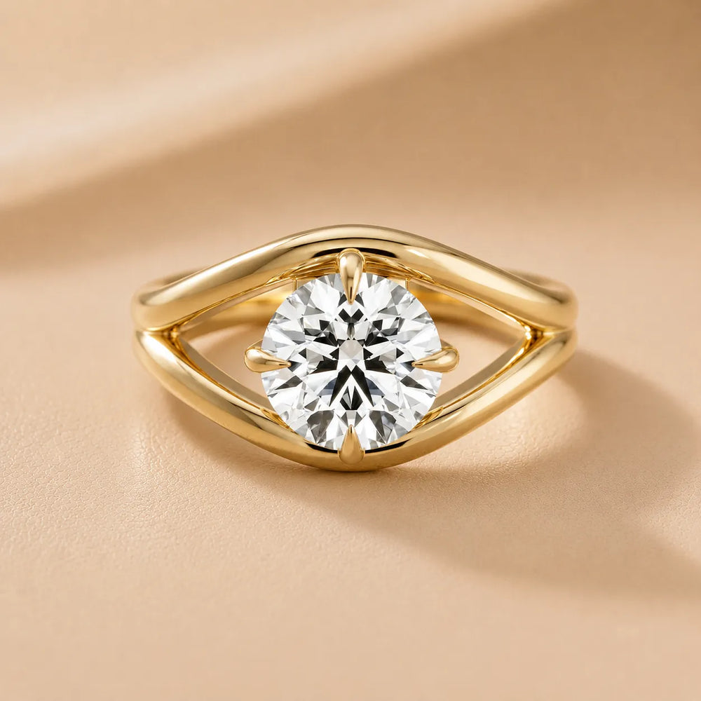 Seraphina Criss Cross Round Diamond Engagement Ring