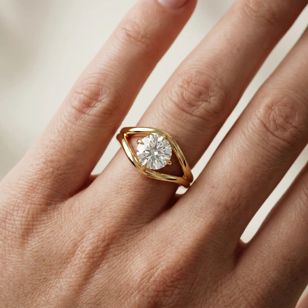 Seraphina Criss Cross Round Diamond Engagement Ring