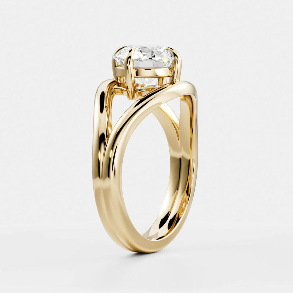 Seraphina Criss Cross Round Diamond Engagement Ring