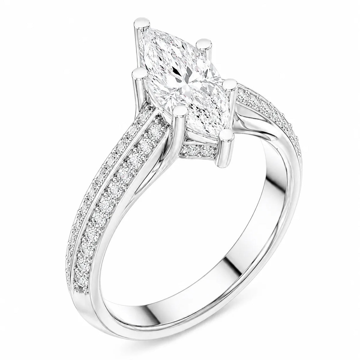 Serene Oval Ring with Side Stone